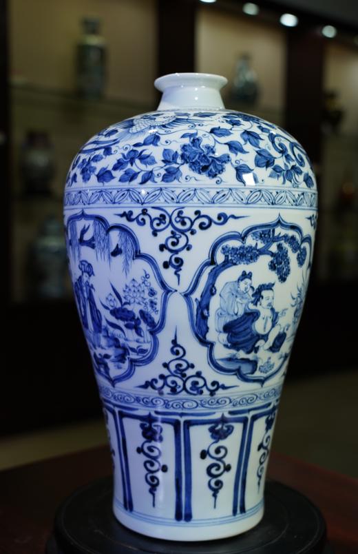仿元青花开光四爱图梅瓶 商品图0