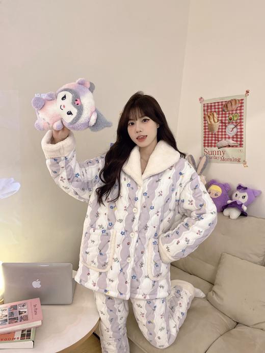 【GZ】无忧购超厚三层夹棉卡通加厚保暖法兰绒女士家居服套装（截单后7天发货) 商品图4