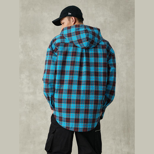 潮牌复古重磅格纹连帽磨毛衬衫加厚抽绳可调节落肩NP37PJ08 J 商品图2