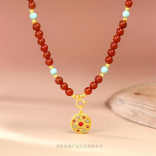 【新品首发】万能链 南红绿松18k金项链 新中式搭配吊坠万能链女士礼物MEMORA诗普琳MN000906 商品图7