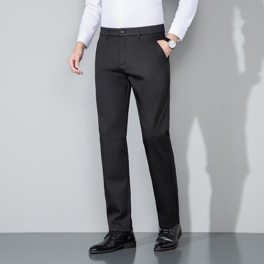 【莱赛尔棉】罗蒙男士加绒休闲裤保暖商务版磨毛内里带隐形防盗拉链舒适百搭长裤 商品图4