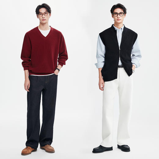 棉仓367819001-威化太阳能加绒热暖阔腿牛仔裤 商品图4