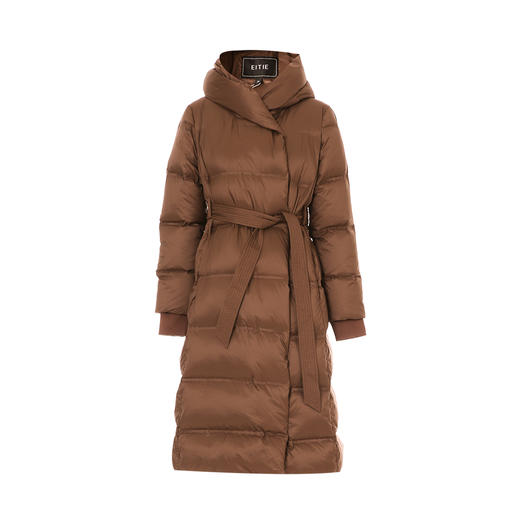EITIE爱特爱腰带收腰长款保暖加厚纯色连帽防风羽绒服冬新款8011706 商品图5