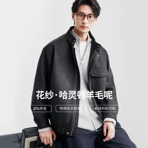 棉仓366811010-中长款翻领毛呢夹克 商品图0