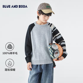 蓝汽水条纹毛衣801B258029JX