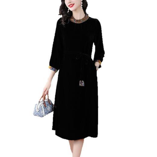 YMA55760752025金丝绒中年妈妈秋季丝绒连衣裙女气质显瘦中国风裙子 商品图4