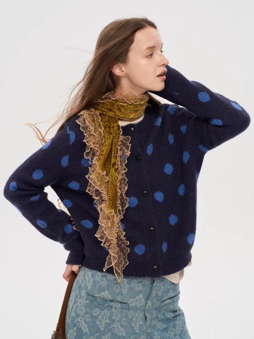 local tag/lt25awk18ab/两色波点提花毛衣开衫 商品图0