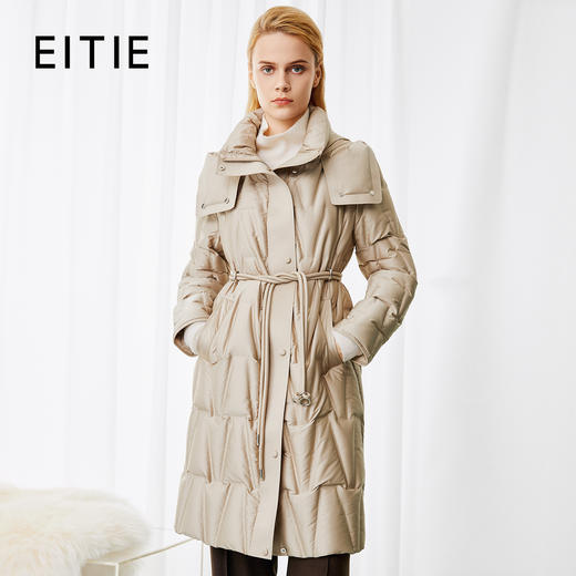 EITIE爱特爱修身显瘦保暖中长款连帽羽绒服冬季新款8011720 商品图0