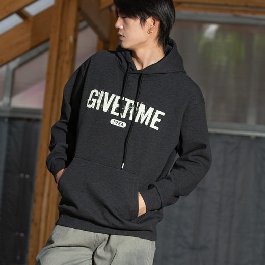 DRONKOO 2025 连帽前胸后幅字母斜纹复合绒微阔厚卫衣 商品图3