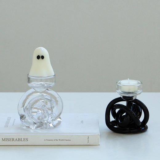 现代北欧迷你黑白烛台麻团烛台书房客厅样板间售楼处软装摆件批发 商品图0