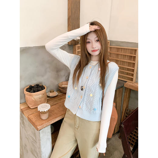 【149元任选2件】现货！蓝色针织马甲 商品图2