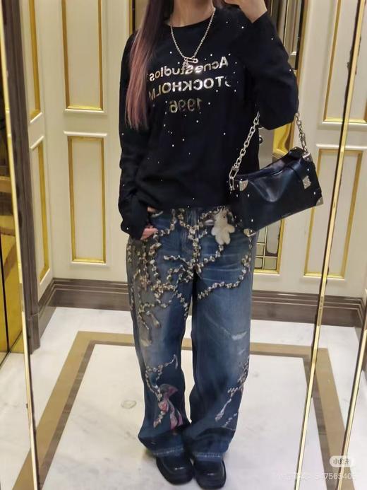 女款印花3D牛仔裤长裤001 商品图3