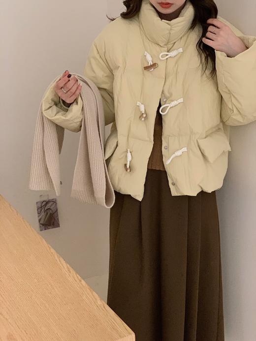 【YW】无忧购短款牛角扣羽绒服女新款韩版白鸭绒立领宽松冬季外套（截单后7天发货) 商品图1