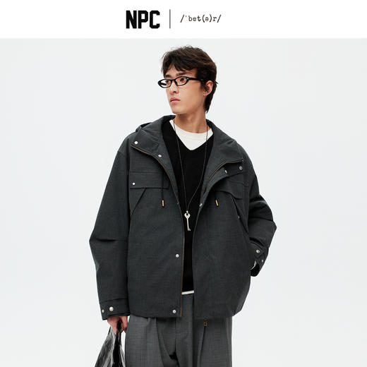 NPC潮牌防泼水90%鸭绒立体剪裁多口袋连帽派克羽绒服NP58DJ46 商品图0