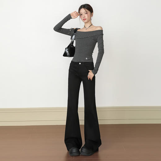 【加绒加厚】罗蒙女士冬款微喇牛仔裤休闲通勤时尚女长裤气质显瘦 商品图2