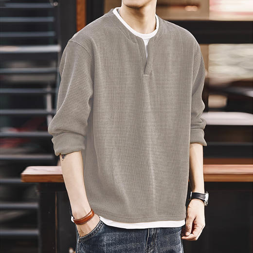 裁缝学苑MS13复古假两件长袖T恤纸样男装V领上衣男装样板图纸 商品图1