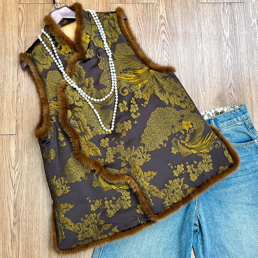 OG 8696新中式复古夹棉立领盘扣老钱风轻奢贵气气质马甲 商品图4