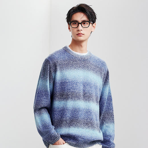 棉仓367826019-宽松版圆领渐变毛衣 商品图1