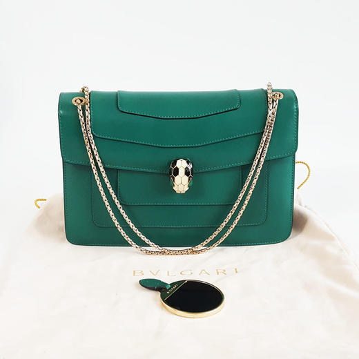 【95新】BVLGARI宝格丽绿色蛇头包SERPENTI FOREVER系列大号链条包单肩包女士181025JJ06 商品图1