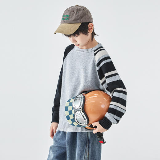 蓝汽水条纹毛衣801B258029JX 商品图2