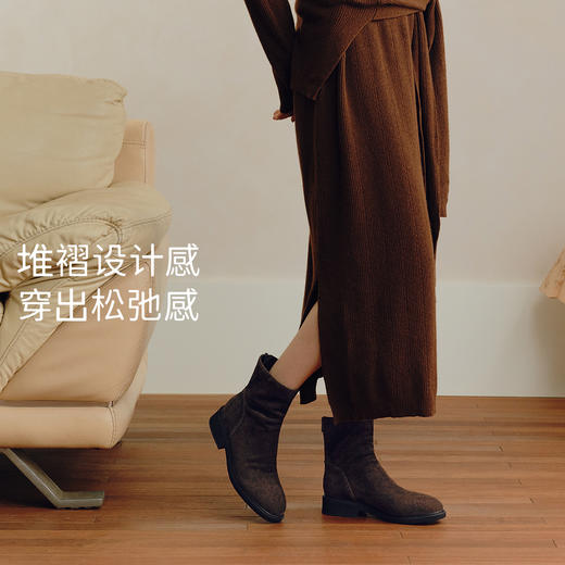 7or9马丁短靴秋冬圆头通勤栗子芭菲（跟高3.5cm） 商品图4