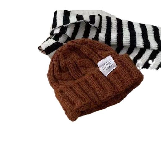 【秒杀9.9抢❗️颜色任选🔥纯色日系学生帽子】帽子选对脸小一倍，新款加厚韩版ins毛线帽，冷帽时尚冬季舒适保暖针织帽情侣大头围冷帽L 商品图4