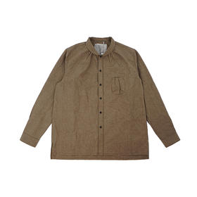 山也 郝 圆领毛边长袖衬衫