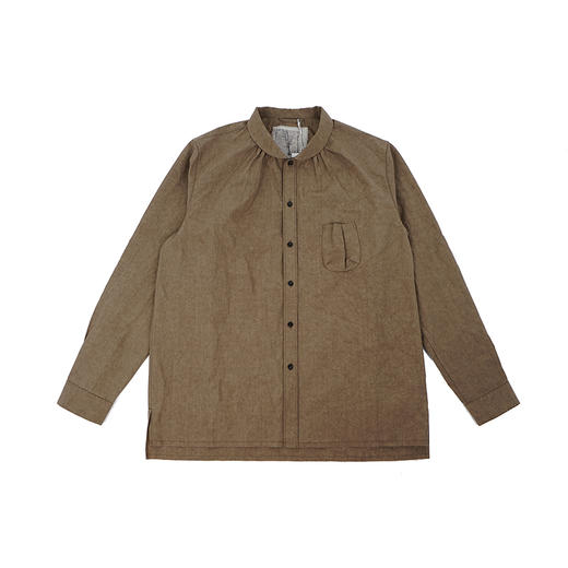 山也 郝 圆领毛边长袖衬衫 商品图0