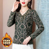 KQL356H6532 2025秋冬新款韩版修身显瘦长袖大码双面德绒印花烫钻打底衫女 商品缩略图1