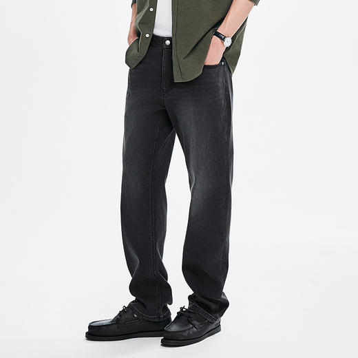 棉仓367819005-威化太阳能加绒休闲直筒牛仔裤 商品图1