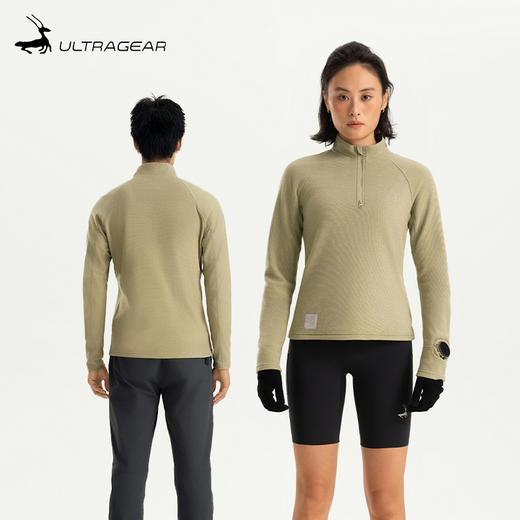 优极UG 男女款双面绒保暖半开拉链长袖衫 商品图0