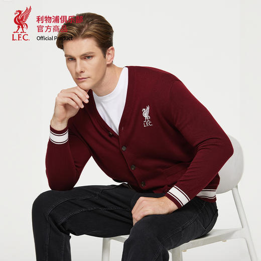 【官方正版】利物浦俱乐部 | 秋季酒红针织开衫学院风毛衣外套 商品图3