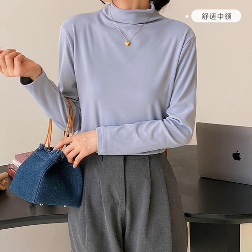 【清仓59元/2件】秋冬季膨体绒打底衫 内搭外穿圆领半高领糯叽叽休闲针织衫 商品图11