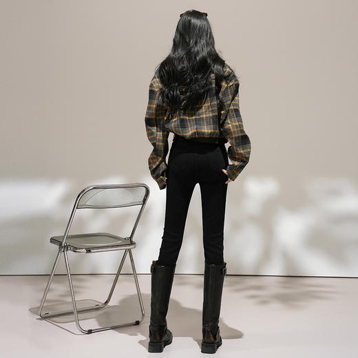【加绒加厚】罗蒙女士冬款薄绒修身显瘦牛仔裤简约通勤百搭女长裤九分裤 商品图5