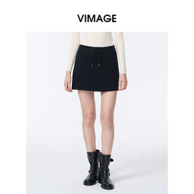 VIMAGE纬漫纪时尚抽绳系带松紧腰设计短裙V2406119