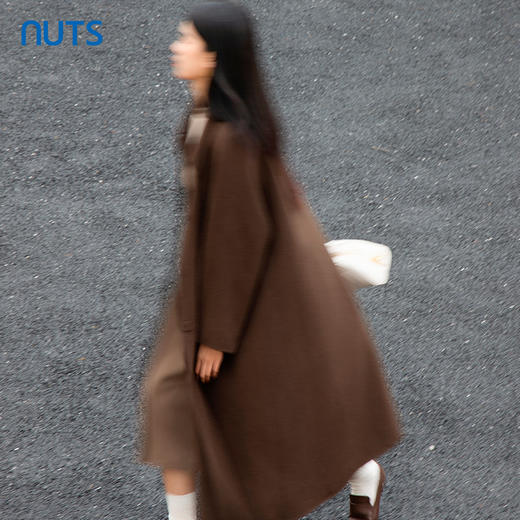 NUTS商场同款冬款咖色气质高级感复古双面呢大衣中外套女4431509A1 商品图4