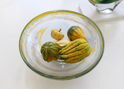 轻奢风手工厚底琉璃艺术花瓶彩色渐变果盘装饰玄关客厅样板间软装 商品图7