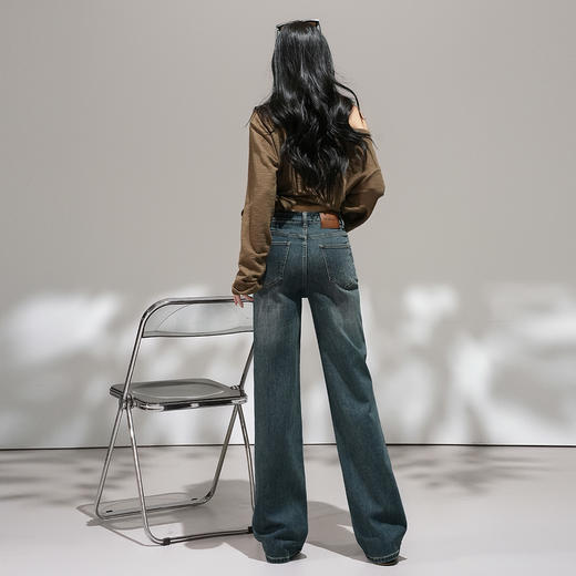 【加绒加厚】罗蒙女士直筒牛仔裤高腰显瘦复古时尚百搭女长裤休闲通勤 商品图4