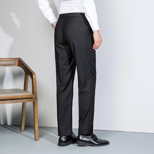 罗蒙男士加绒西裤商务风抗皱裤子耐磨双保险裤扣宽松直筒版型不紧绷长裤 商品图3