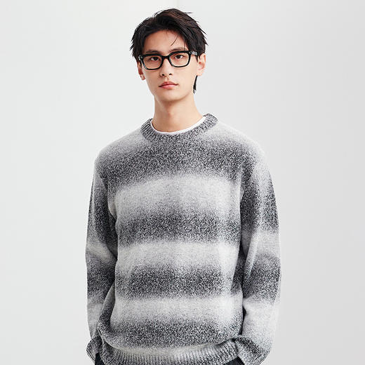 棉仓367826019-宽松版圆领渐变毛衣 商品图0