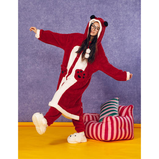 温暖季少女红狐狸毛绒睡衣套装家居服纪念日百货门店同款167544827 商品图2