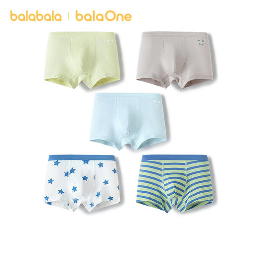 【balaOne】巴拉巴拉儿童内裤棉a类男童平角短裤纯棉四角裤五条装 商品图4
