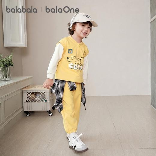 巴拉巴拉balaOne男宝宝套装儿童长袖2件套女童2025新款秋装假两件 商品图2