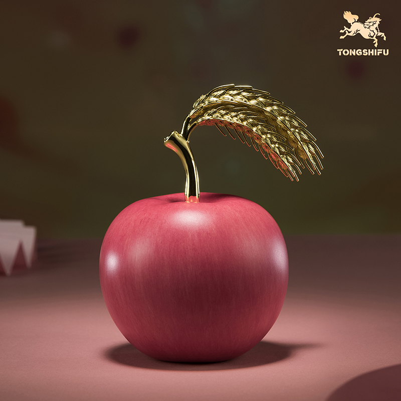 铜师傅《岁岁平安》客厅办公室苹果麦穗铜摆件 平安果家居装饰品