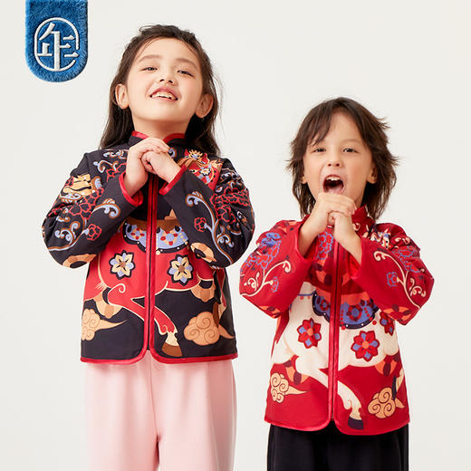 年衣童装儿童加绒唐装外套秋冬新款男女童中式锦绣前程夹棉唐装 商品图2