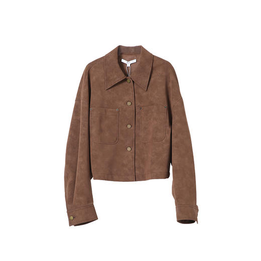 VIMAGE纬漫纪宽松复古巧克力色短款秋冬新款夹克外套V2403111 商品图6