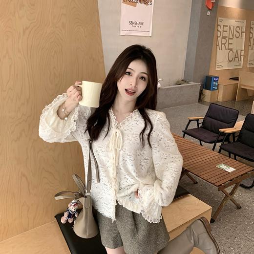 现货 茶歇小姐 矜贵千金感 蕾丝刺绣法式衬衫 商品图0