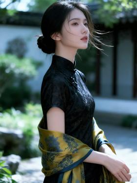 优品堂『华姿』重磅桑蚕丝《最新精湛挖花工艺》双面双层披肩围巾长巾