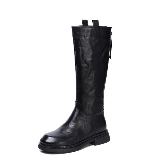 FR 85217骑士靴复古百搭显瘦粗跟后拉链高筒机车靴 商品图4