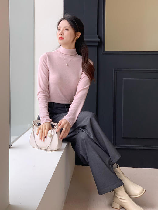 【百图lulu定制】【羊毛桑蚕丝T恤】九色 半高领 羊毛桑蚕丝 长袖T恤 商品图8